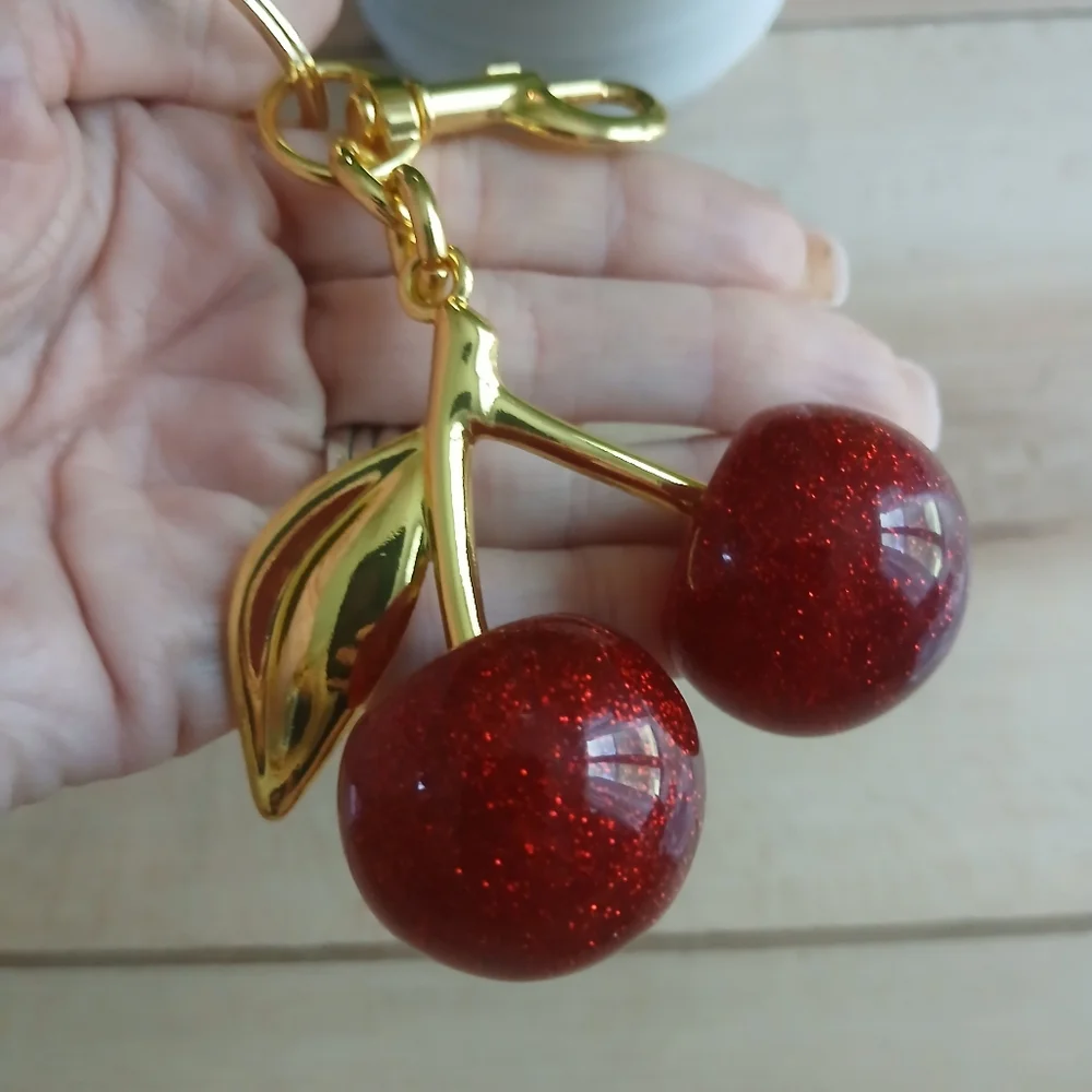 Brand New Red Cherry Keychain Or Purse Charm! - Picture 2 of 4